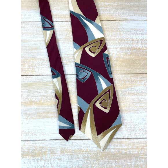 Vintage Retro Men's Necktie All Silk Tie Abstract Pattern 58" x 4" Tino Castelli - Picture 3 of 6